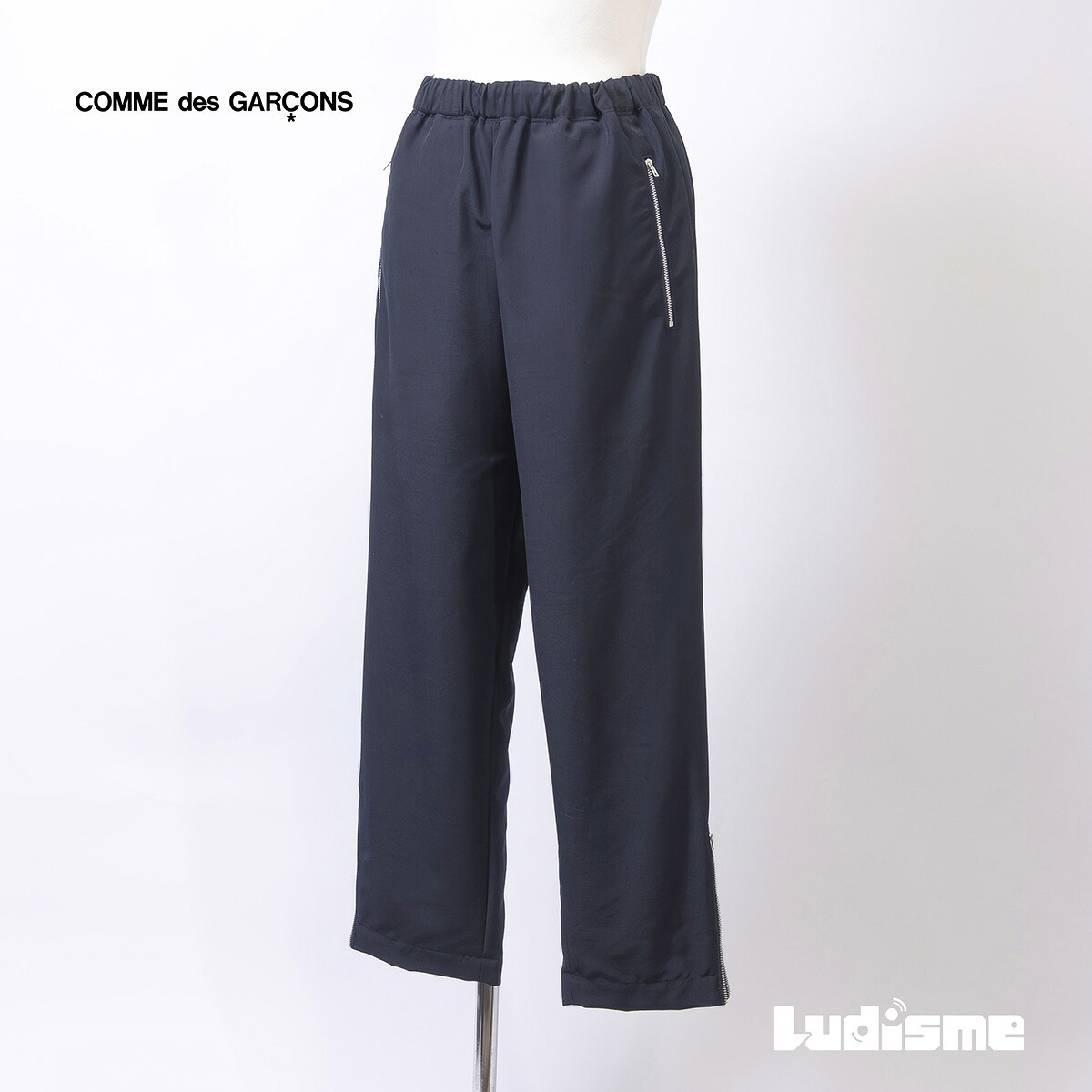 【古着】コムデ給仕 COMME des GARCONS AD1999 イージーパンツ サイドジップ 広広としたズボン下 米国海軍 羊毛 モヘヤ混 流行り物 川久保玲 日本製 レディース【中古】【ブランド名古着】【USED】