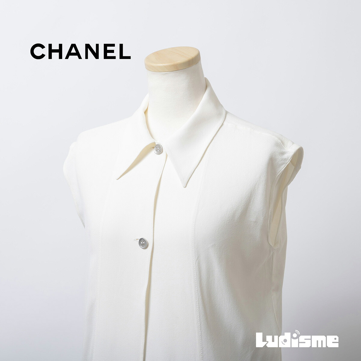 【古着】シャネル CHANEL 98P ロングジレ ロングより良い 象牙色 レディース 38 ココマークボタン ノースリーブ フランス共和国製 CHANEL BOUTIQUE ヴィンテージ アーカイブ 好いたらしいめ 羽織り【中古】【ブランド名古着】【USED】