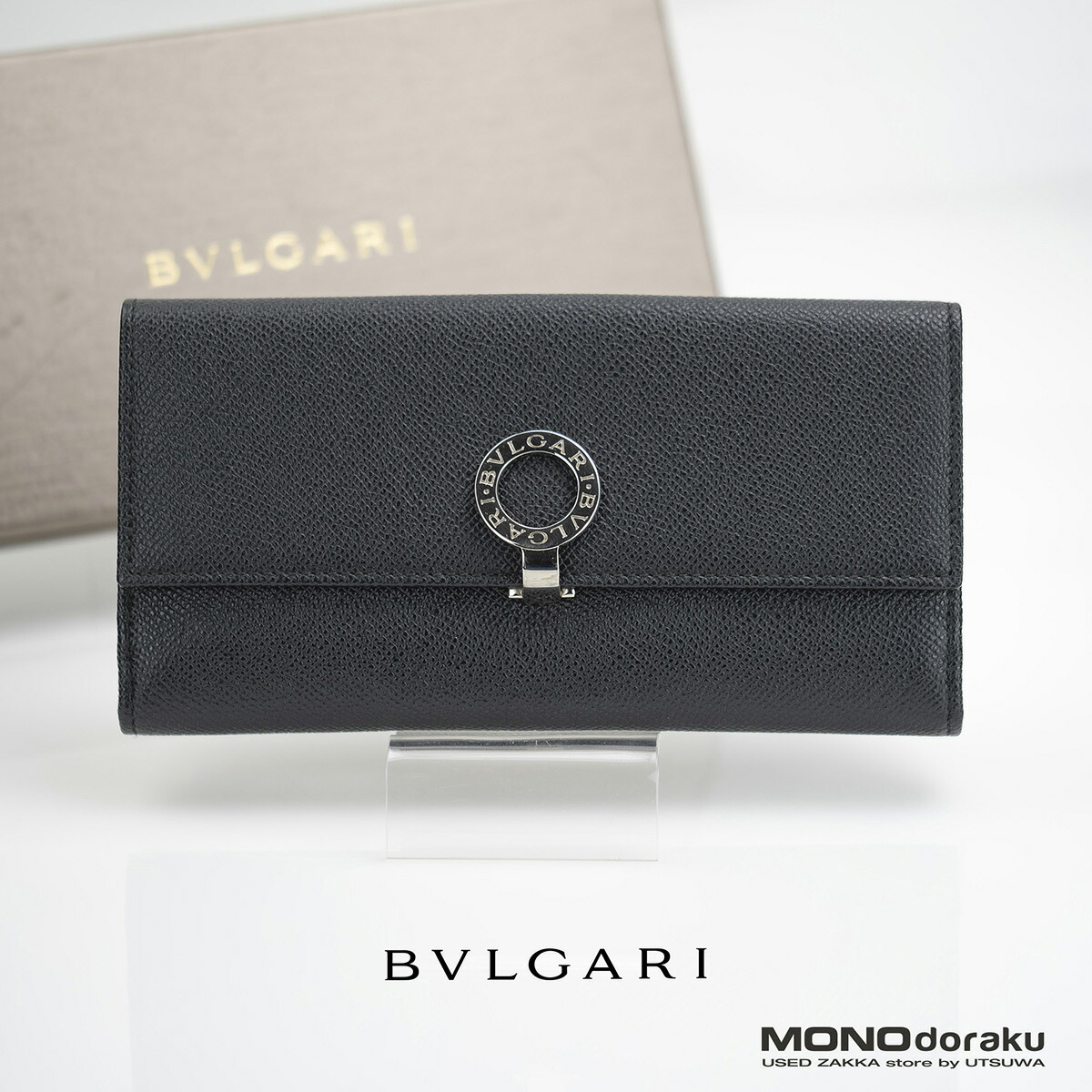 ブルガリ ロゴクリップ 二つ折り長財布 グレインカーフレザー BVLGARI - ブルガリ ブルガリ ロゴクリップ 二つ折り長財布