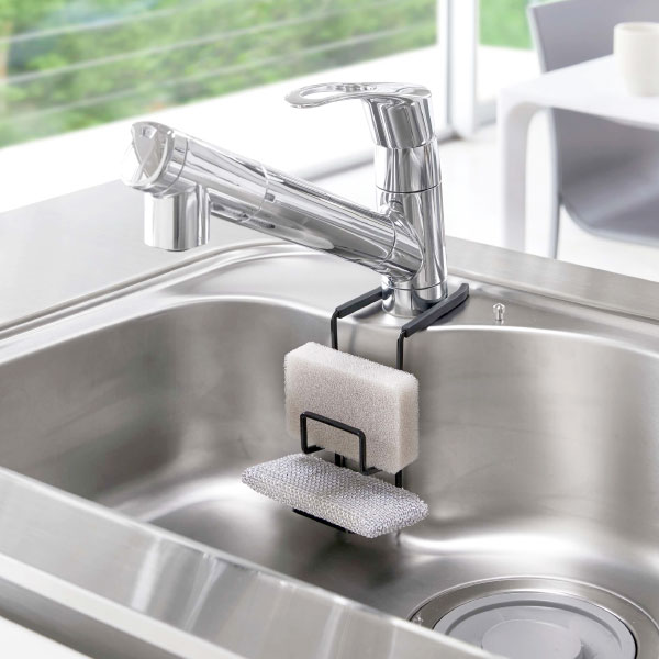 スポンジホルダー シンク周り インテリア雑貨 水回り キッチン雑貨 キッチン収納 キッチンラック 2段 スリム スポンジラック スポンジ置き場