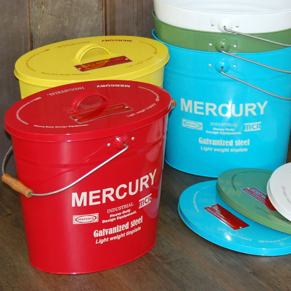 Mercury マーキュリー Oval Bucket M オーバルバケット バケツ 収納バスケット 収納ボックス 収納box フタ付きバケツ 蓋付きバケツ ゴミ箱 ダストボックス おしゃれバケツ インテリア雑貨 北欧テイスト ブリキバケツ アメリカン雑貨 ヴィンテージ 取手 キッチン 衣装