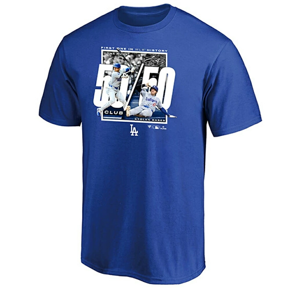 L ☆ 大谷翔平 50/50 記念Tシャツ ☆ ロサンゼルス ドジャース SHOHEI OHTANI 大谷翔平 50-50 アメリカ公式ライセンス 達成記念
