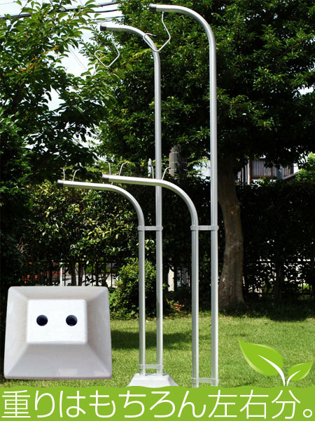 物干しざお 日本製 国内自社工場製造 洗濯用品 物干し台 ベランダ専用 ベランダ専用 物干し専門店きららベランダ用に作られた物干し台です 高い位置の竿受けは竿が落ちにくい専用設計です アルミ物干し台 物干し 物干しスタンド 屋外 ｅｓ Minus ｐシルバ色