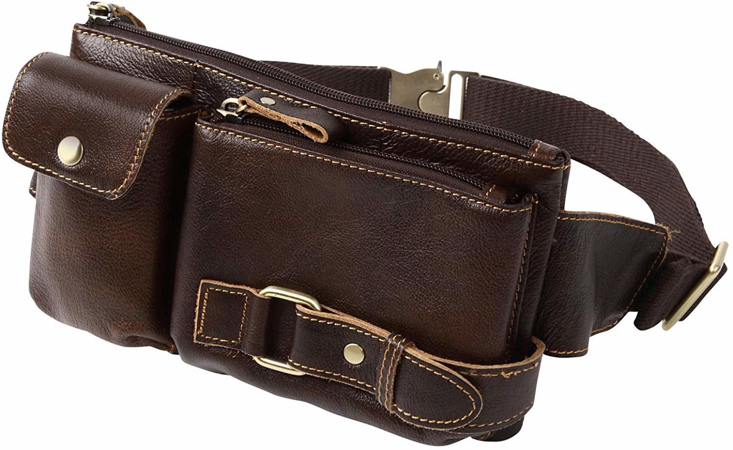 楽天市場 ウエストバッグ ウエストポーチ レザー 革 メンズ レディース ヒップバッグ 全9色 ダークブラウン シボ革 モノライフ 楽天市場店