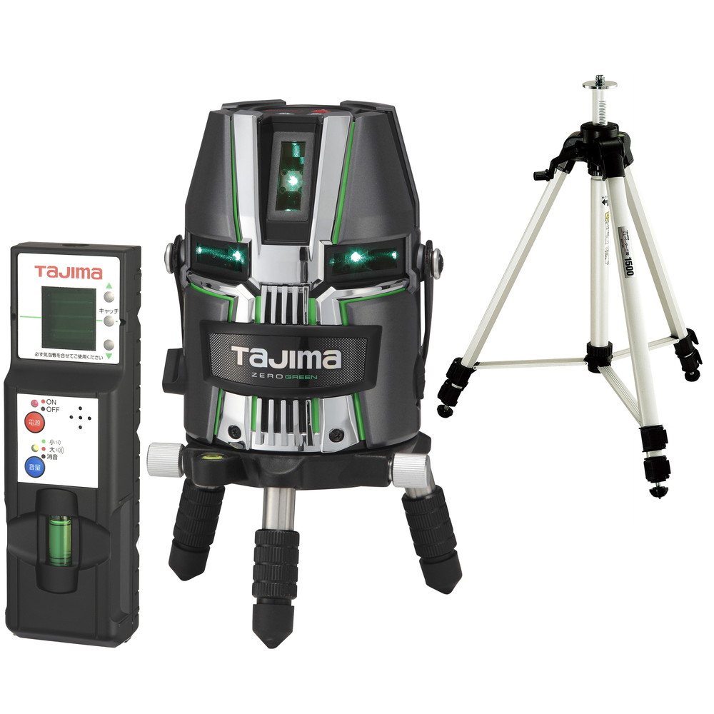 楽天市場】タジマ Tajima レーザー墨出し器ZEROGREEN 縦ライン4方向・横ライン全周 ZEROG2LSNKJCSET 本体・受光器・三脚セット  リチウムイオン充電池・単3形電池アダプターボックス付 【3way電源対応:単3形電池・リチウムイオン充電池・ACアダプター】 : モノパ！楽天市場店