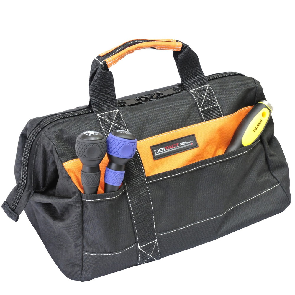 (業務用10個セット) DBLTACT 大口収納バッグ/作業バッグ 〔Mサイズ〕 ファスナー開閉式 DT-CB-M 〔DIY用品/大工道具/日曜大工〕 業務用10個セット) DBLTACT 大口収納バッグ&frasl;作業バッグ 〔Mサイズ