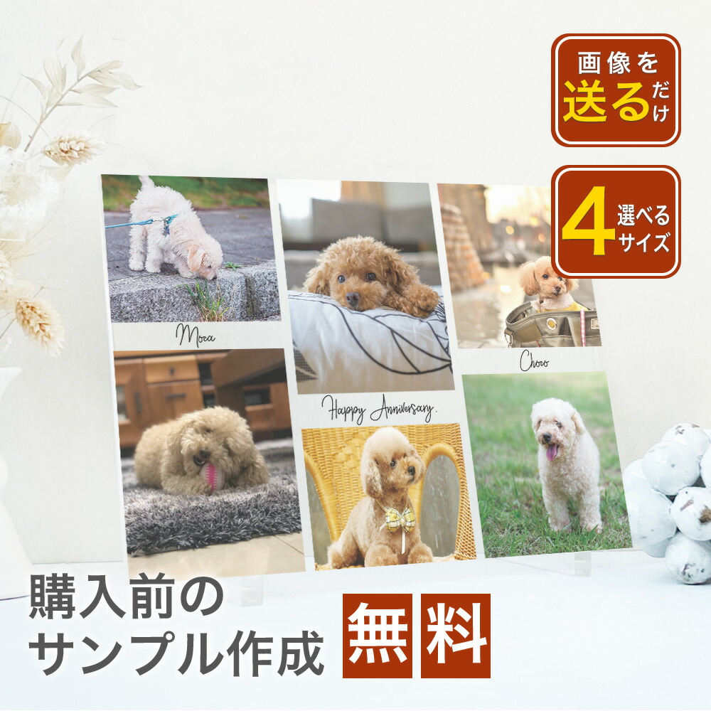 アクリル フォトフレーム 名入れ【 アクリルフォトパネル A55 】ペット メモリアル 位牌 遺影 仏具 仏壇 供養 お供え ペットグッズ かわいい 犬 猫 イヌ ネコ ウサギ　動物 写真 プリント プレゼント オリジナルグッズ ギフト 文字入れ 送料無料 写真立て 写真たて