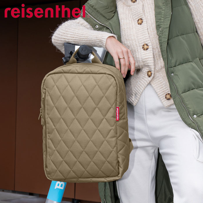リュック レディース 通勤 バッグ 13L リュックサック バックパック ライゼンタール reisenthel CLASSIC BACKPACK M RHOMBUS ビジネスリュック ビジネスバッグ 四角 ダブルファスナー 大人 仕事 通学 ノートパソコ|monolog