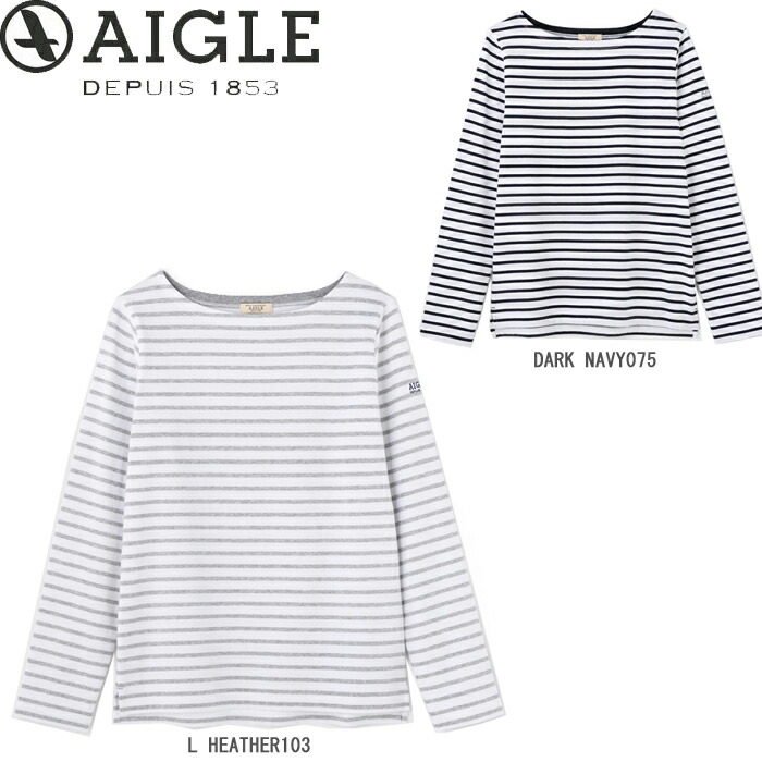 楽天市場 Aigle エーグル 長袖 Tシャツ レディース 大人 ロゴ W Dft Busq Striped Tee 全4色 Ztf035j トップス おしゃれ ロンt ボーダー ロングtシャツ メール便 送料無料 Monolog