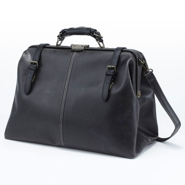 【尖んがり10倍】木和田 Retro レトロ 2way ボストンバッグ 旅行御徒面子 ショルダーバッグ 口金式 ジョンフォスターダレス式 日本製 黒いこと 1485-BK