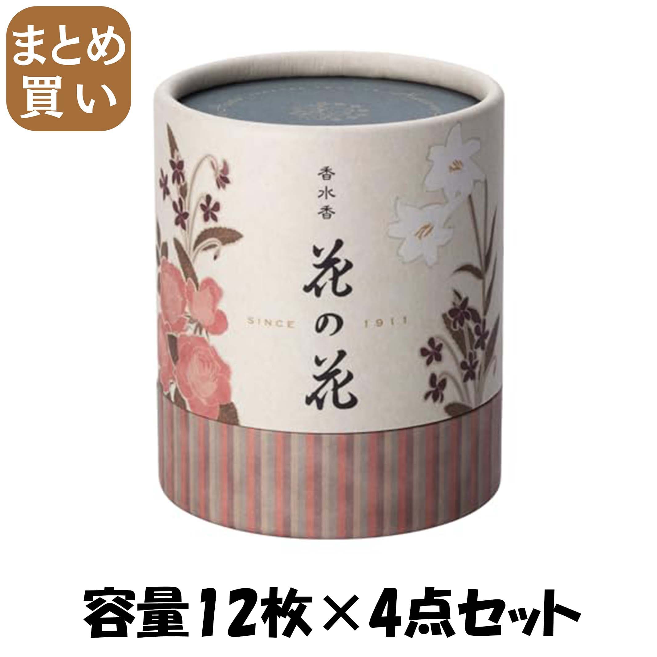 【まとめ買い】香水香　花の花　３種入　うず巻１２巻入 容量12枚×4点セット 日本香堂 お香