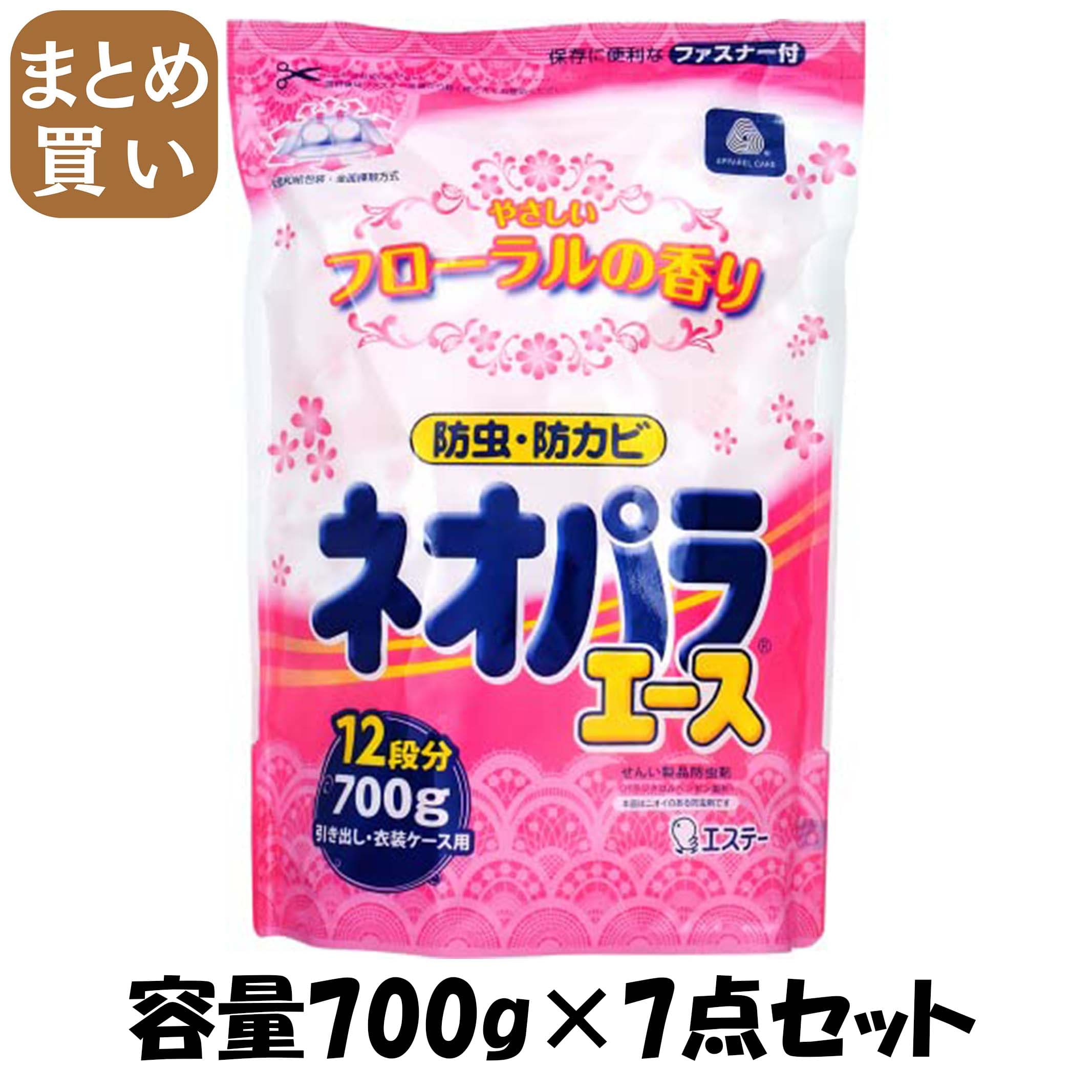 【まとめ買い】ネオパラエース抽き出し・御召しもの入れもの用７００Ｇ 分かりやすいフローラルの芳ばしさ 静電容量700G×7点セットエステー 殺虫剤剤