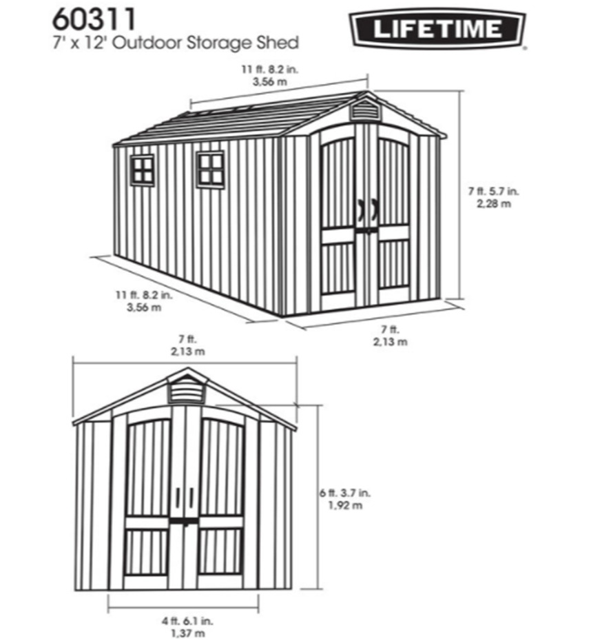 ベビーグッズも大集合 即納品 ライフタイム LIFETIME 7X 12 屋外物置 大型屋外用物置 物置 特大物置 家型 ロング 大型物置 自転車  バイク 掃除道具 農具などの保管に最適 fucoa.cl