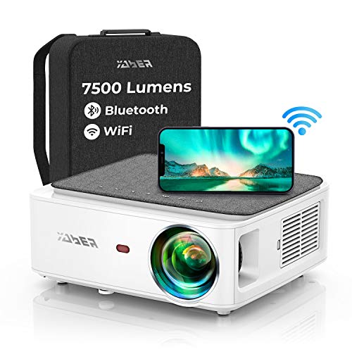 新着商品 楽天市場 Yaber プロジェクター 7500lm Wifi Bluetooth5 0対応 Projectorリアル1080pフルhd 4k対応 最新版 4pデータ台形補正 内蔵スピーカー リュック付属 ズーム機能 ホームシアター ビジネスに適用 Usb Iphone スマホ タブレット パソコン ゲーム機 Dvd