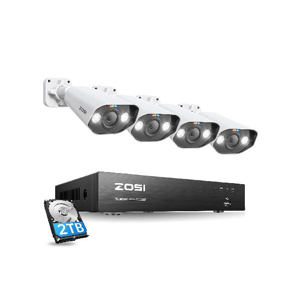 ZOSI 4K Ultra poe防犯レコーダー 屋外 800万画素 防犯灯カメラ 8台