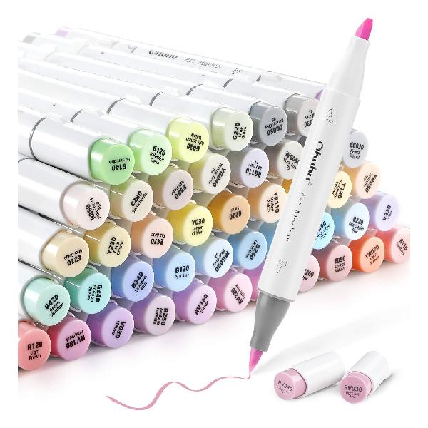 ５５％以上節約 Ohuhu マーカーペン 筆タイプ 48色 プロ愛用 イラスト
