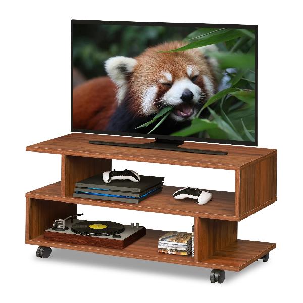 WLIVE テレビ台 テレビボード ローボード キャスター付き 幅80×奥行30×高さ39cm 24-37V対応 キャスター外しても利用可能 ロータイプ AV機器対応 コンパクト 組立簡単 ウォールナット