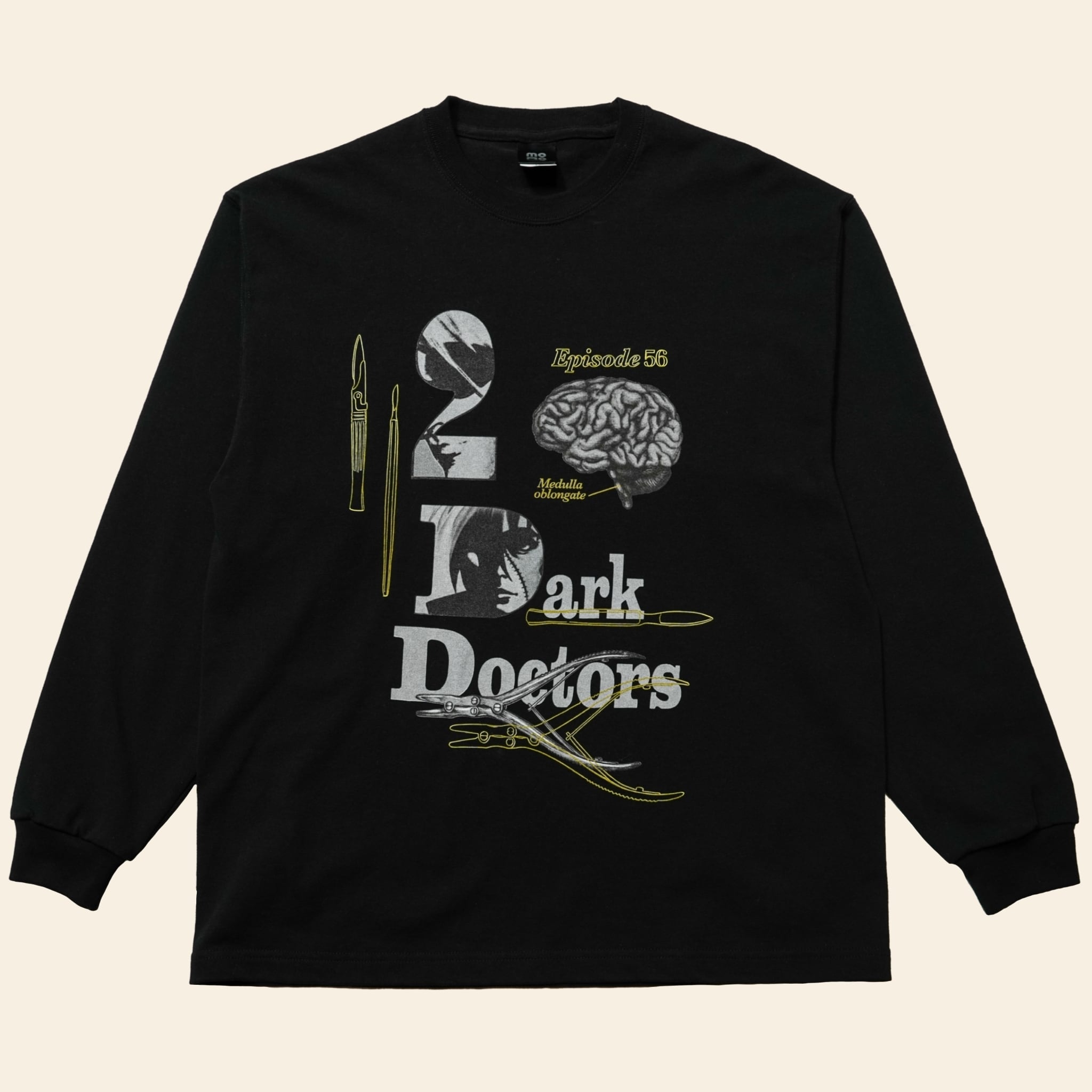 MONSTROUSA \"Dr.Kiriko\"" feat.吉村生み出すこと 黒いこと・万力 御医者さんキリコ ロングプルオーバー メンズ レディース 春夏秋冬 綿100% 黒いこと 大きさM"