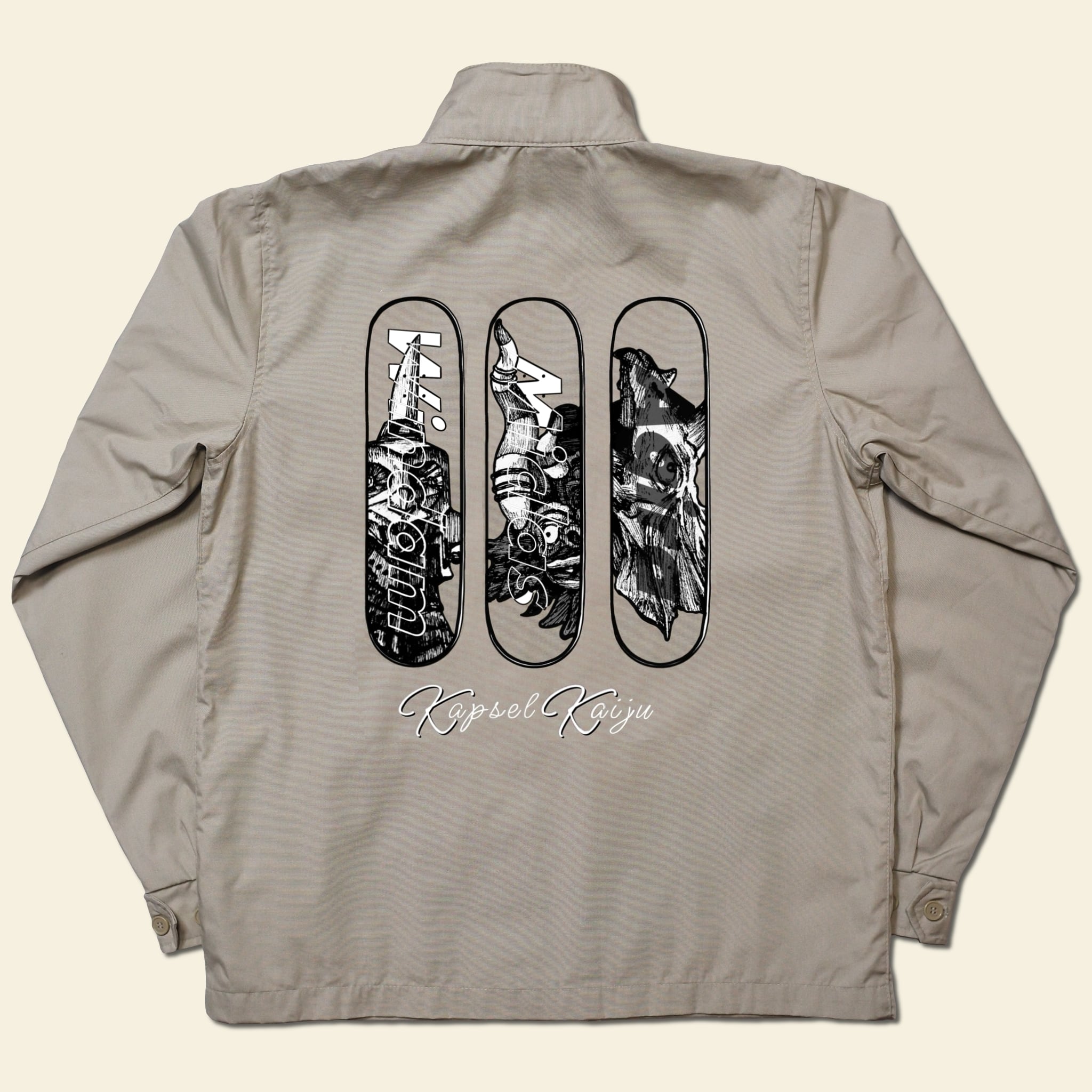 MONSTROUSA SEVEN Light Blouson "Kapsel KAIJU" feat.吉村生成 ウルトラセブン 円谷プロダクション ライトアウター ジャケット メンズ レディース 春秋冬 ベージュ サイズM/XL|MONSTROUSA