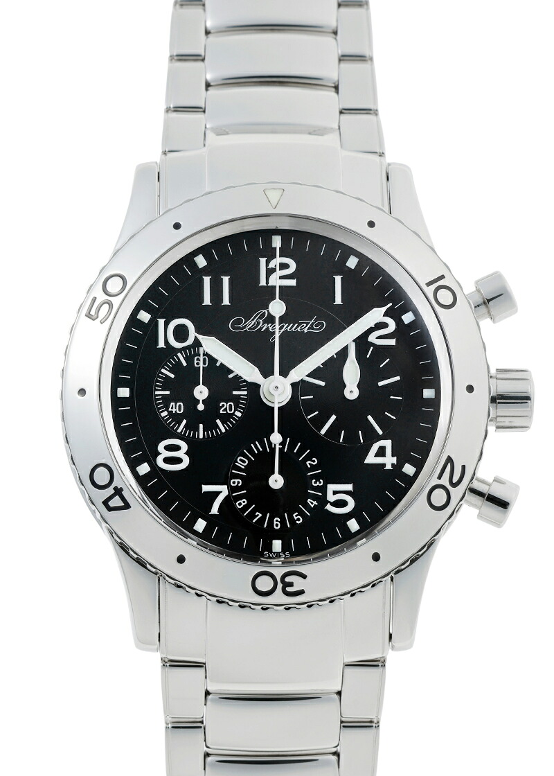 ブレゲ - アエロナバル | BREGUET | 3800ST/92/SW9 | SS 黒文字盤 自動小銃一巻き 腕輪 | 中古