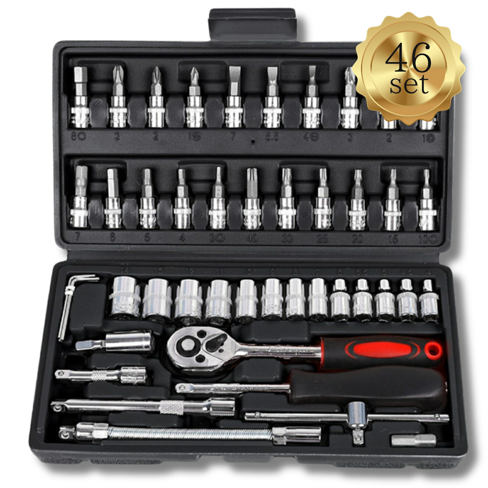 楽天市場】1/4 ラチェットセット 45pcs ソケットレンチ 工具