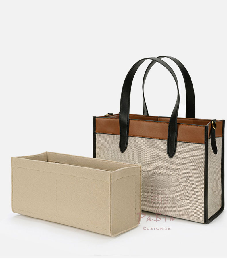 バッグインバッグ コーチ Coach FIELD TOTE フェルト 軽量 自立 インナーバッグ チャック付き 小さめ 大きめ バッグの中 整理 整頓 通勤 旅行バッグカスタマイズ　定制 バッグ 内部 底 汚れ防止 BagCare