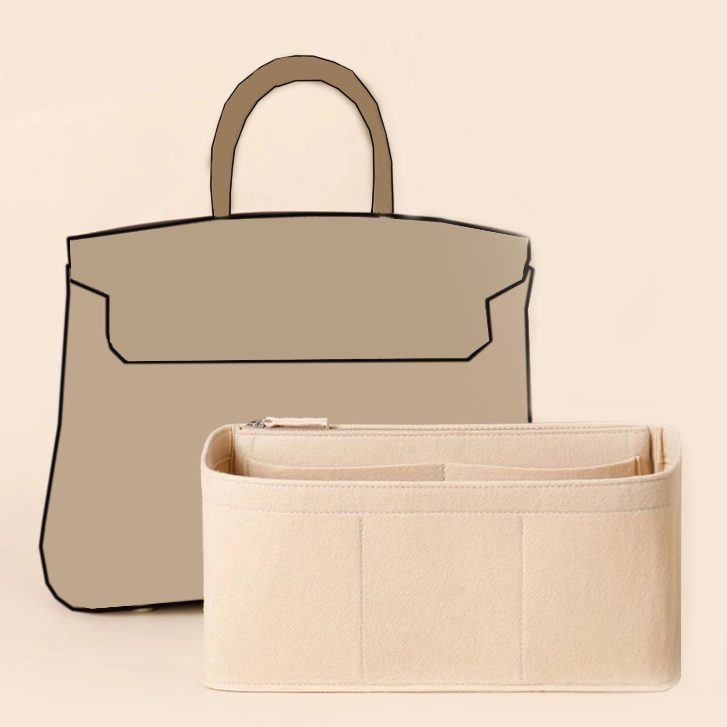 バッグインバッグ エルメス Hermes Birkin 対応 インナーバッグ 軽量 高級バッグ専用 バッグの中を整理整頓 多機能 メンズ レディース Bag in Bag 旅行 出勤カスタマイズ バッグ 内部 底 汚れ防止 BagCare