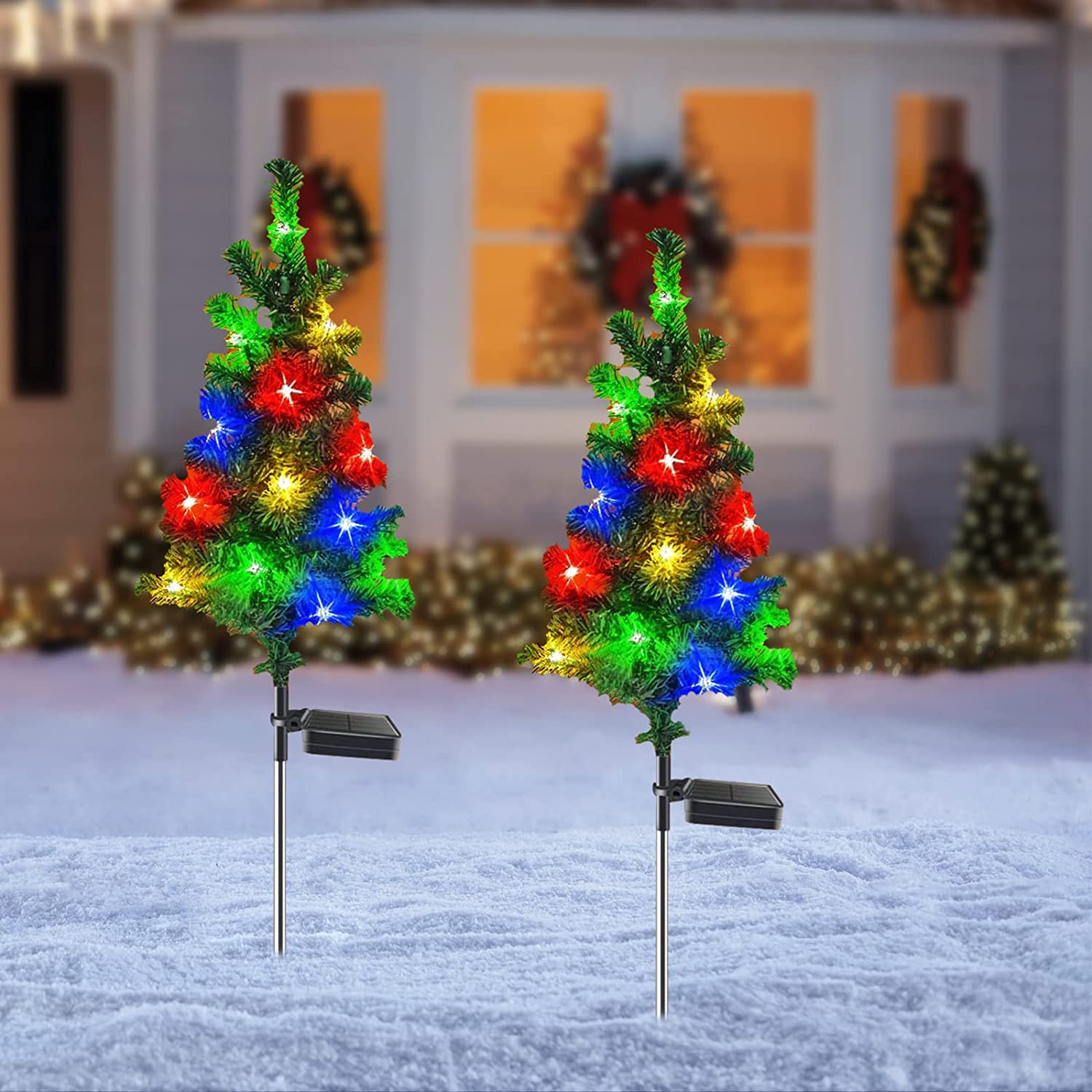 2本セット ガーデンライト クリスマス イルミネーションライト 屋外 防水 ソーラー 埋め込み 明るい 自動点灯 消灯 省エネ 照明飾り おしゃれ クリスマス 飾り LEDライト 庭 雰囲気作り 飾りライト