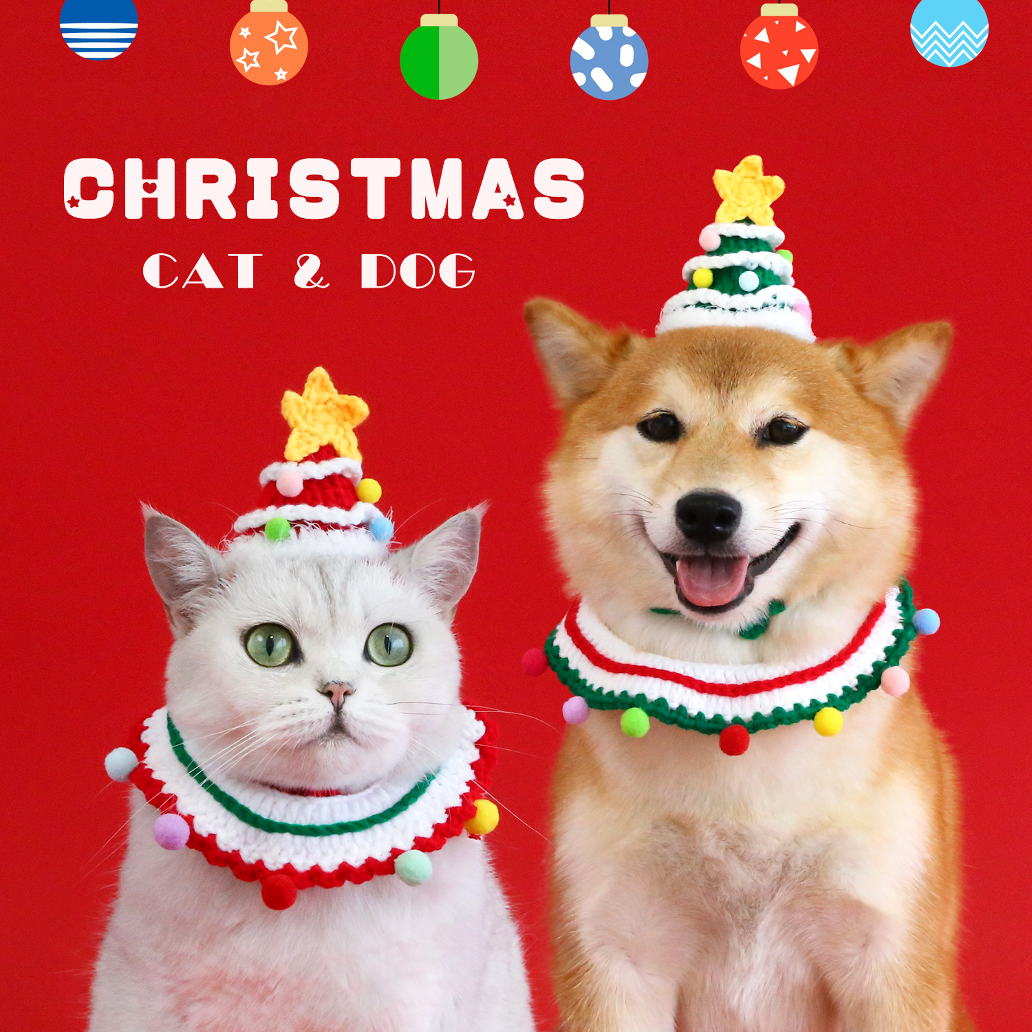 【楽天市場】【50 Offクーポン 大感謝祭】クリスマス 犬 猫 帽子 マフラー 2点セット ニット 毛糸 スター ボール 犬 猫用 ペット用