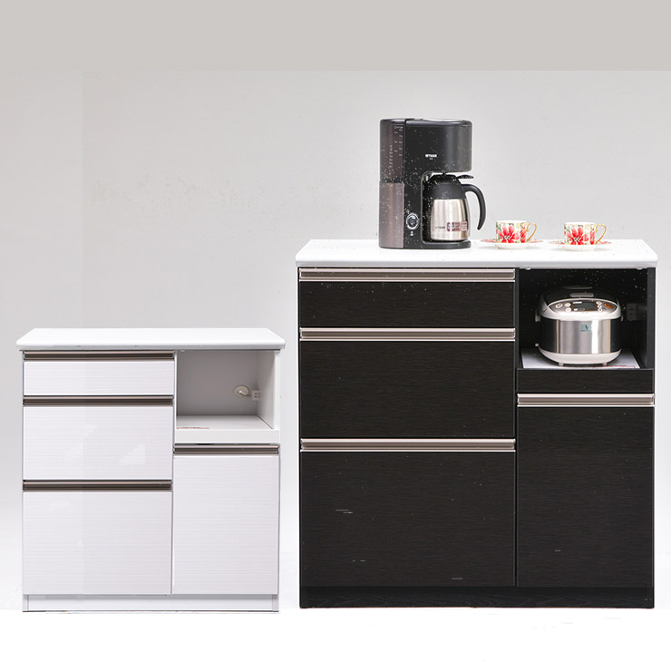 ★最大1万円OFFクーポン★キッチンカウンター 大川家具 完成品 レンジ台 レンジボード キッチン収納 キッチン家電 炊飯器 家電収納 おしゃれ キッチン家電収納 幅89.5 シンプル メラミン天板 モイス moiss コト 90OPカウンター 輸入品｜KAGUCOCO 大川家具店