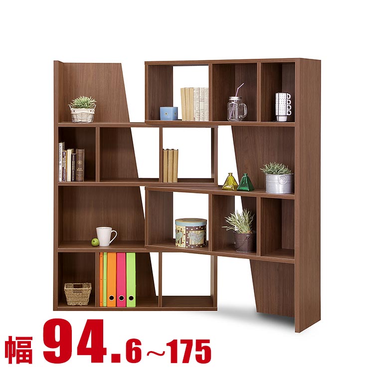書棚 大川家具 シェルフ 本棚 スライド式 シェルフ スティック 幅94.6cm ブラウン 完成品 日本製