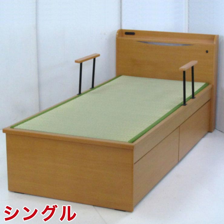 ★最大1万円OFFクーポン★シングルベッド 収納付き 宮付き ベッド 畳ベッド シングル アルファ ナチュラル 輸入品｜KAGUCOCO 大川家具店