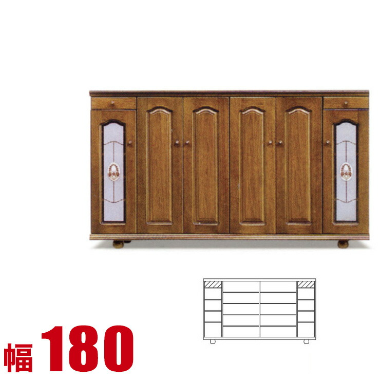 ★10%OFF★ 下駄箱 大川家具 シューズボックス ベルフラワー ロータイプ 幅180cm 完成品 日本製