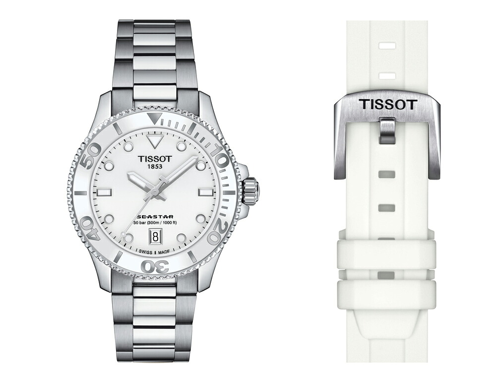 T1202101101100 ティソ TISSOT シースター1000 SEASTAR 1000 クオーツ 36mm T120.210.11.011.00 ラバーの替えベルト付 正規品【ショッピングローン24回無金利】|ムーン ジュエリー F