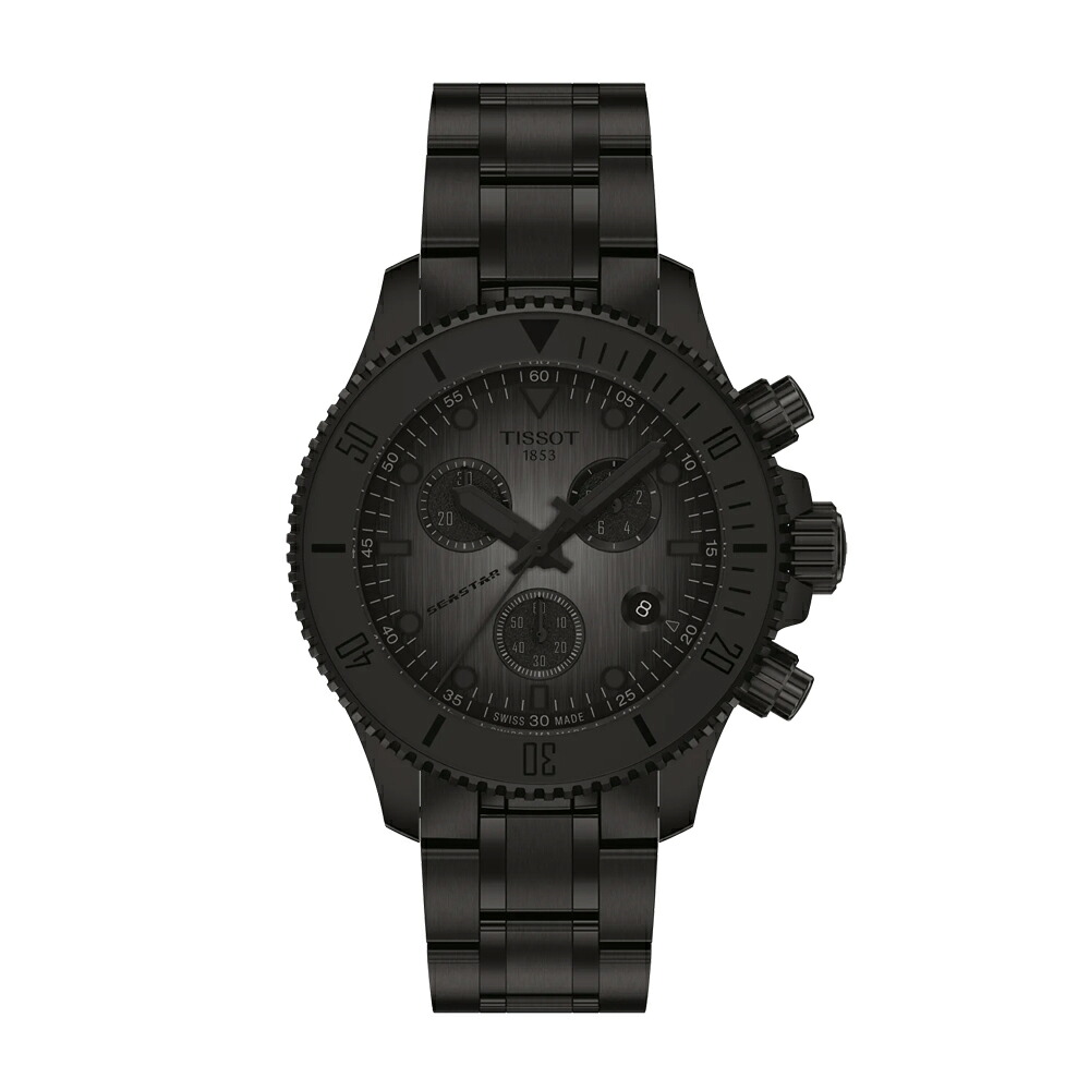 T1202173306100 ティソ TISSOT シースター1000 SEASTAR 1000 石英 クロノグラフ 38粍 T120.217.33.061.00 黒いこと 置き目品【買い出し貸し付け金24回無利子】