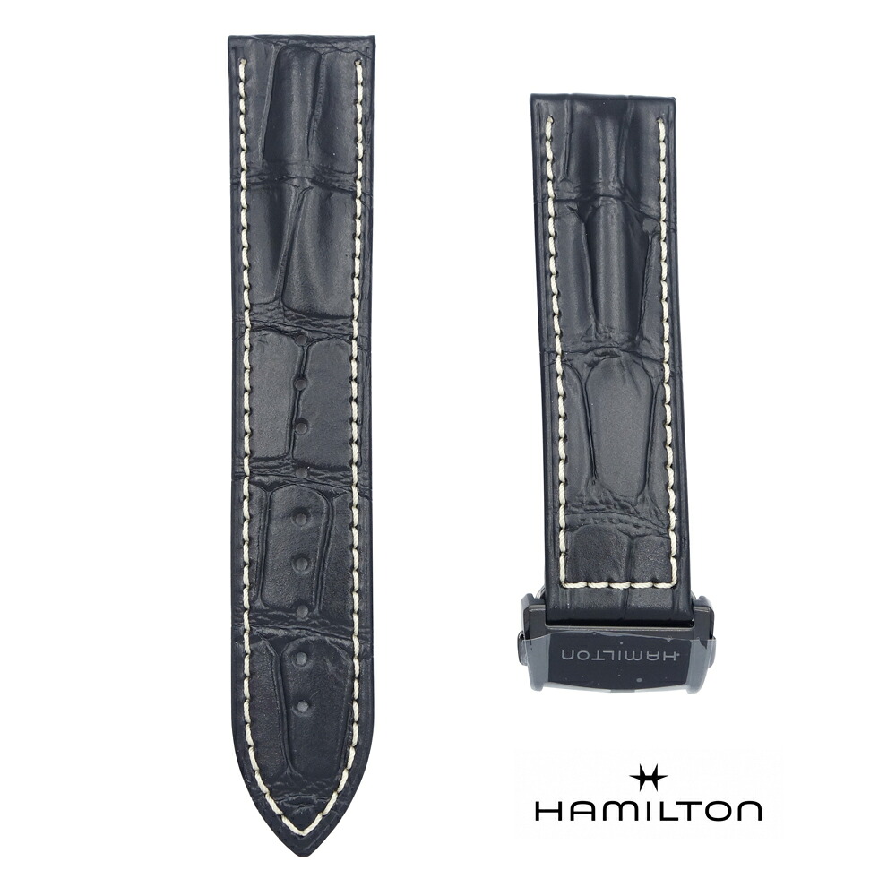 22mm ハミルトン ジャズマスター GMT Full Black Limited Edition H32685731 純正 レザーベルト HAMILTON H690326116(H690.326.116)　裏ブタ番号 H326850 正規品【バネ棒外しプレゼント】