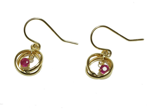 楽天市場】ルビー ピアス チャーム K18イエローゴールド YK-BI048-28