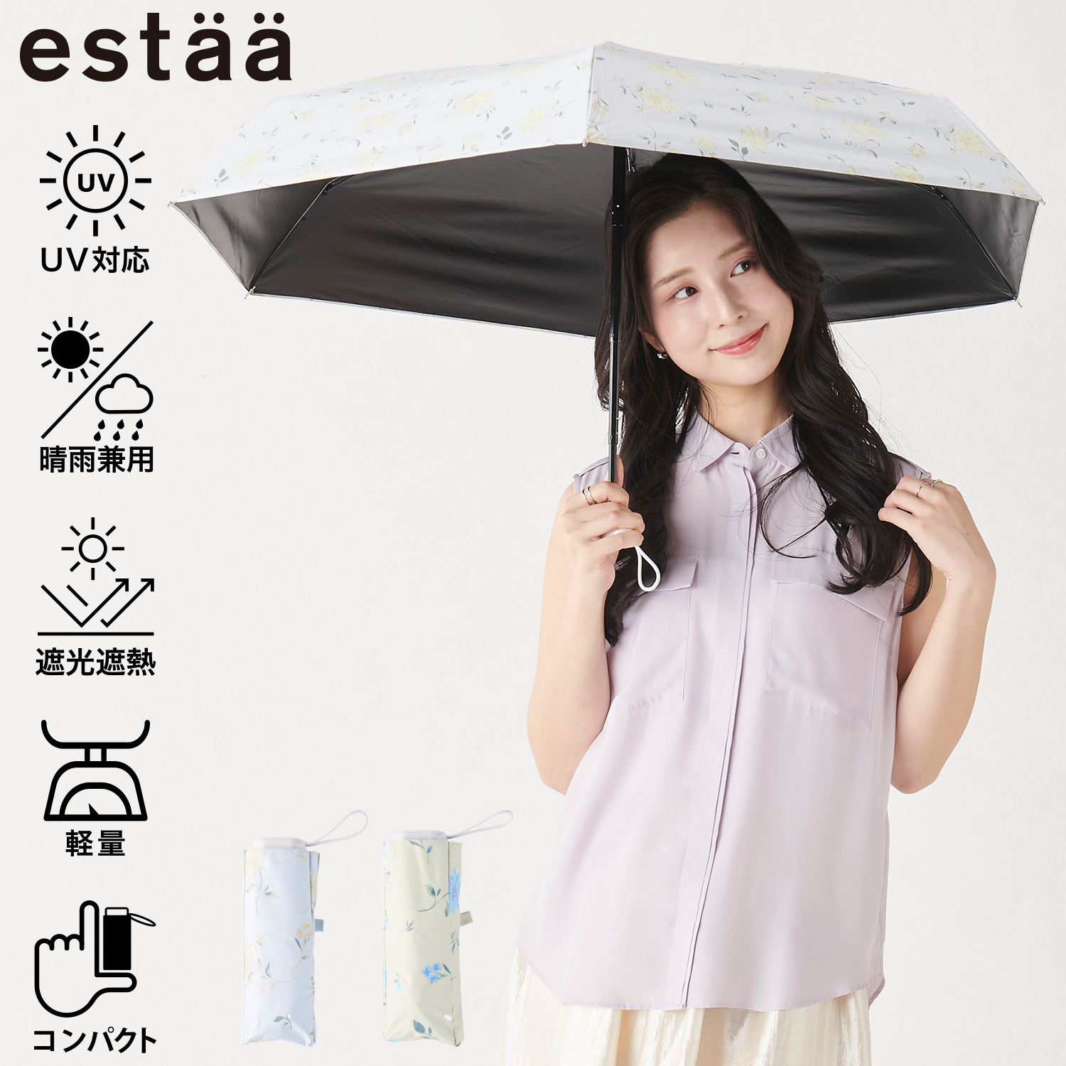 楽天市場】日傘 折りたたみ傘 52cm フラワーカーペット 花柄 軽量