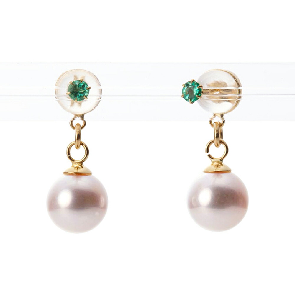 エメラルド ピアス 真珠 Charming パール ピアス　エメラルド K18 レディース 18金 DES0502CRM-EM00000 ムーンレーベル Moon Label