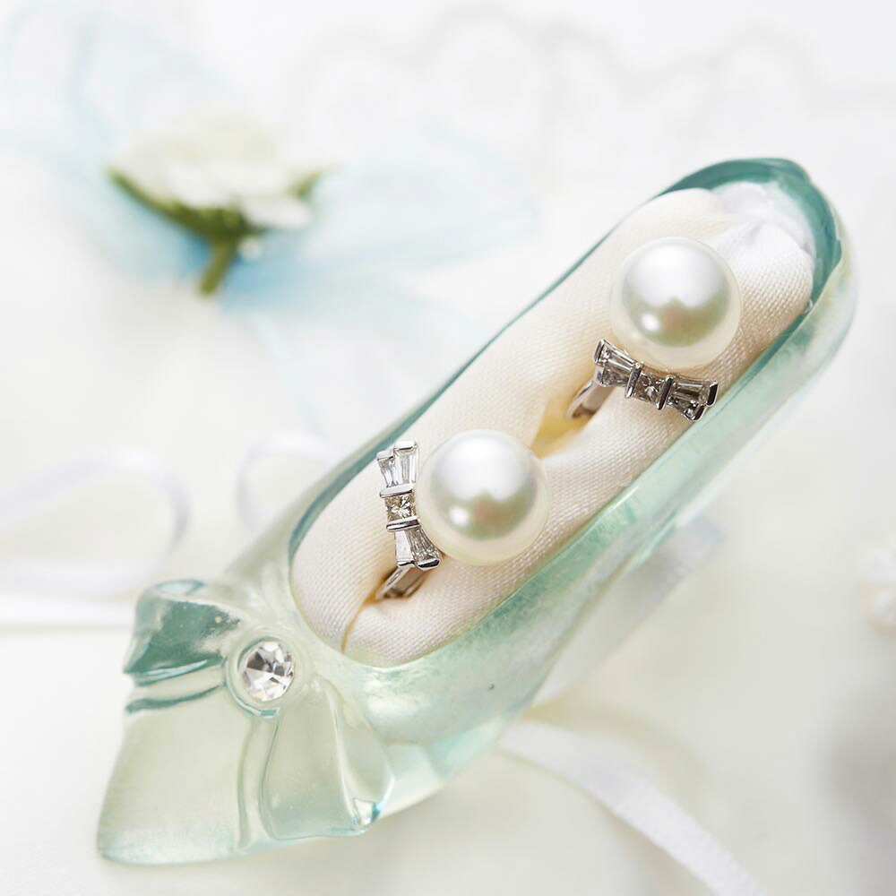 ダイヤモンド イヤリング 真珠 Cinderella イヤリング K18WG レディース 18金 DES0504CIDELA0000E ムーンレーベル Moon Label｜Moon Label　大月真珠 Online Shop