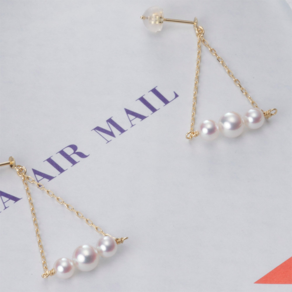 Petit Leaf パール ピアス K18 レディース ギフトラッピング済み 18金 パールピアス 18k K18 イエローゴールド 淡水真珠 淡水パール 6月