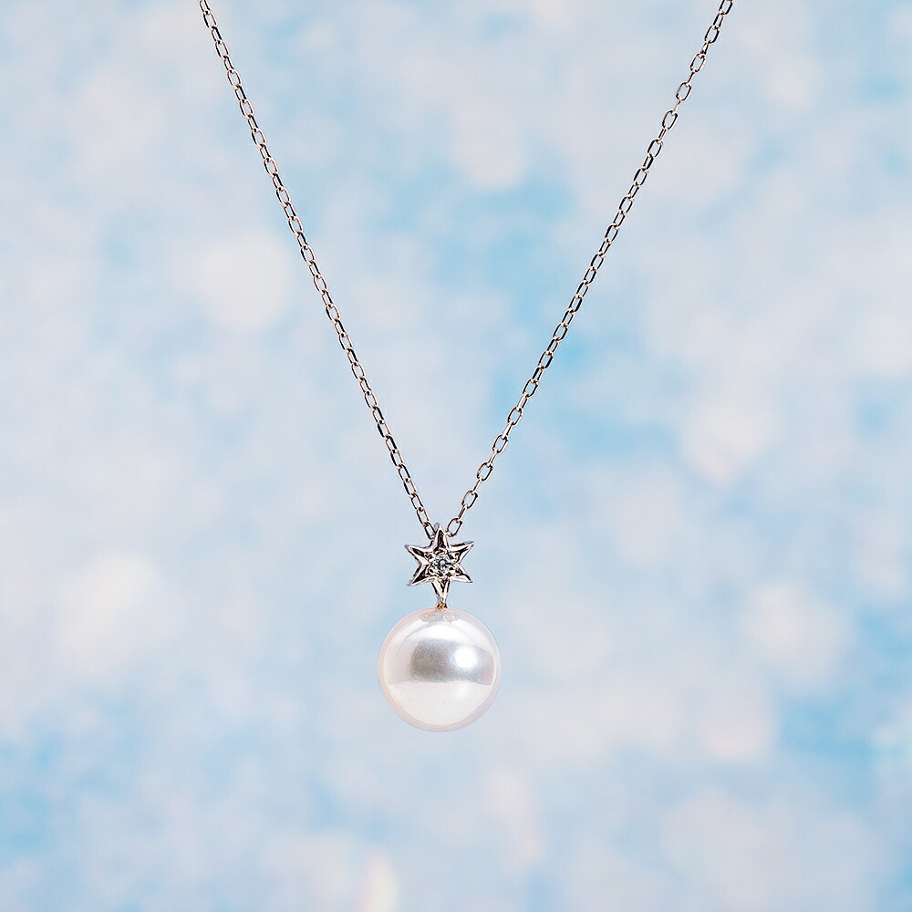 楽天市場】ダイヤモンド ネックレス 一粒 パール 真珠 2連 Stella