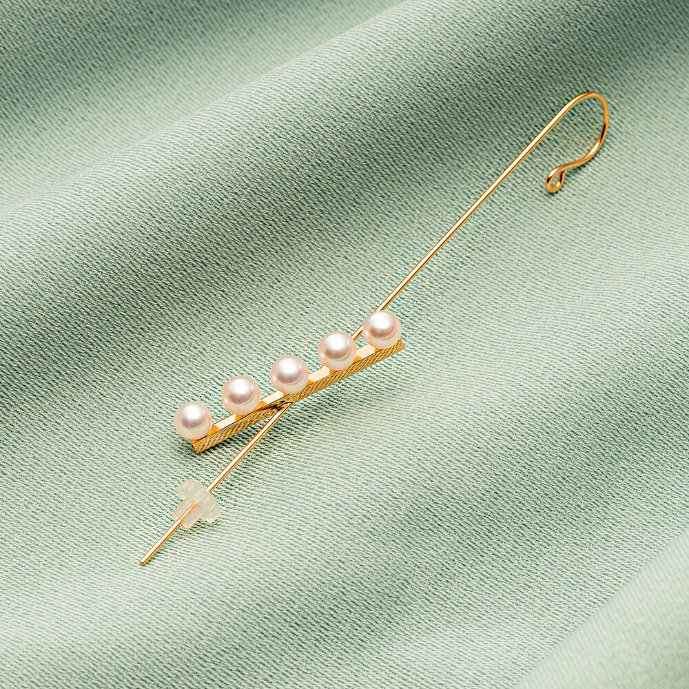 パール ピアス 4.0mm アコヤ真珠 ラインピアス K10 イヤーカフ レディース 10金 DES0511EC-LINE4000 ムーンレーベル Moon Label|Moon Label 大月真珠 Online Shop