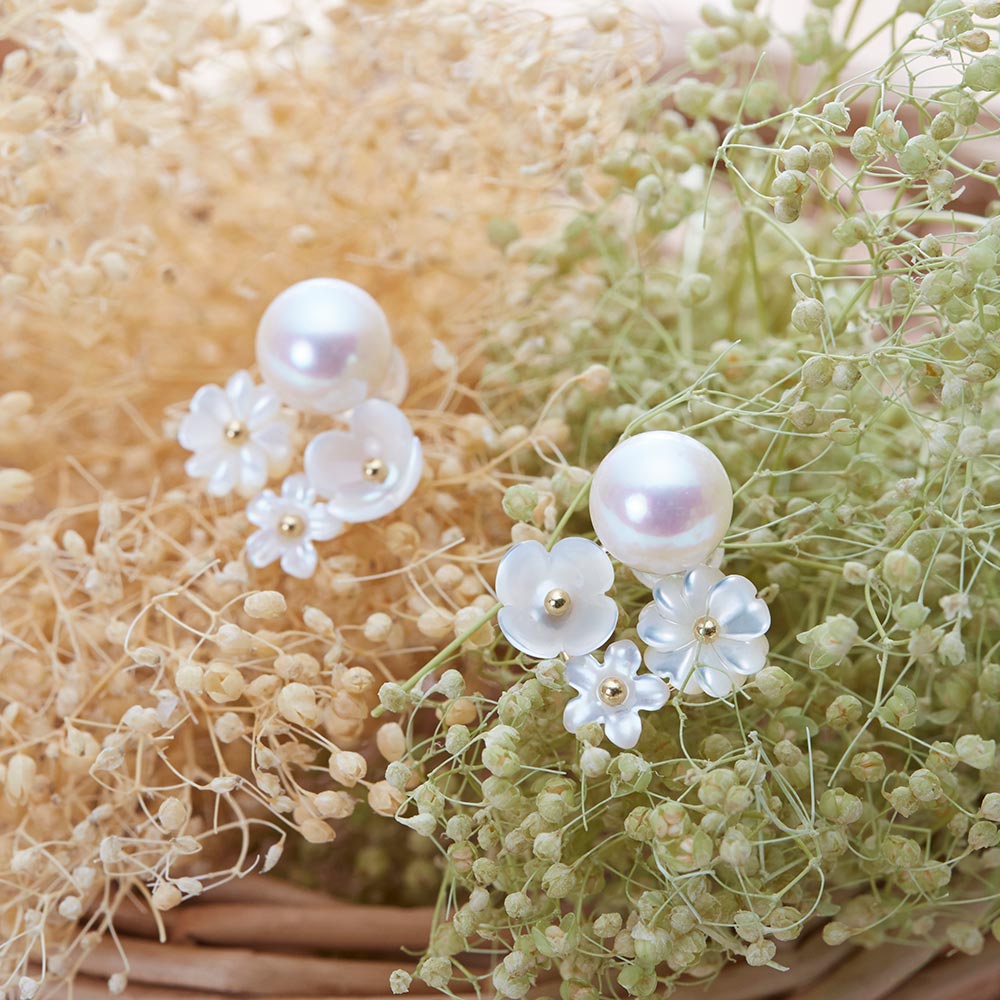 パール ピアス 真珠 Bouquet ピアス K18 レディース 18金 DES0502BOQ-WHP0000 ムーンレーベル Moon Label｜Moon Label　大月真珠 Online Shop