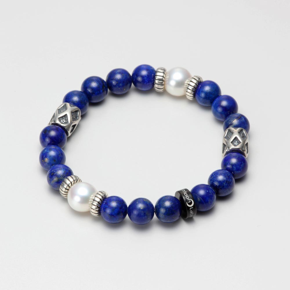 パール ブレスレット 真珠 Genuine Stone ラピスラズリ ブレス レディース MEN0705GENST-2L000 ムーンレーベル Moon Label|Moon Label 大月真珠 Online Shop