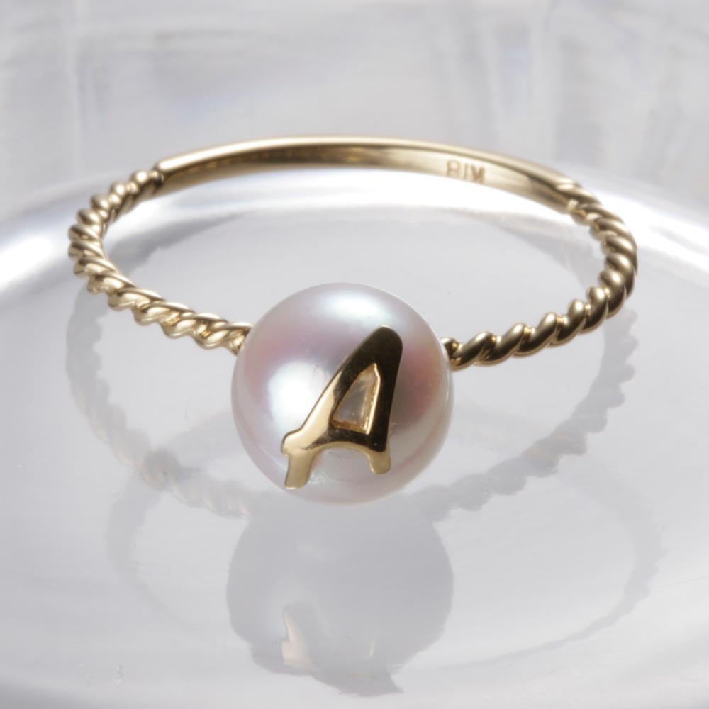 パール リング 指輪 イニシャル パール リング Ａ　K18 レディース 18金 DES020200IN-A000 ムーンレーベル Moon Label