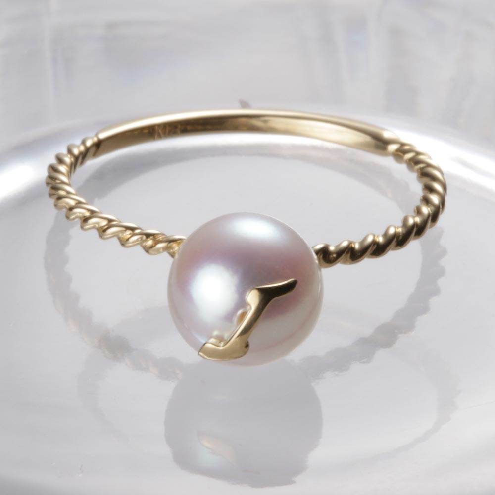 パール リング 指輪 イニシャル パール リング Ｉ　K18 レディース 18金 DES020200IN-I000 ムーンレーベル Moon Label｜Moon Label　大月真珠 Online Shop