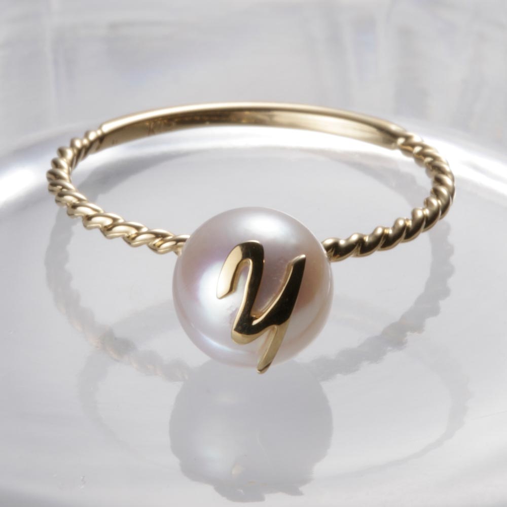 楽天市場】パール リング 指輪 イニシャル パール リング H K18