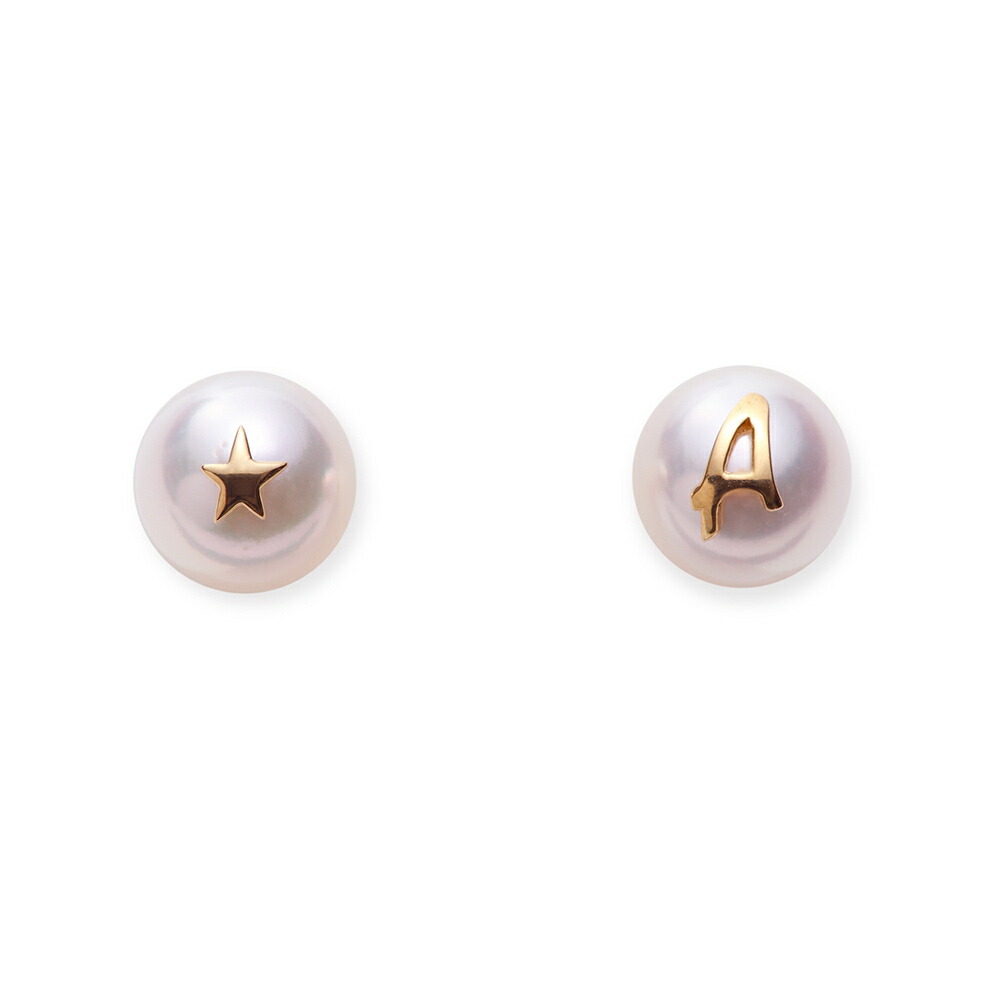 パール ピアス 真珠 イニシャル パール ピアス A K18 レディース 18金 DES050200IN-A00000 ムーンレーベル Moon Label|Moon Label 大月真珠 Online Shop