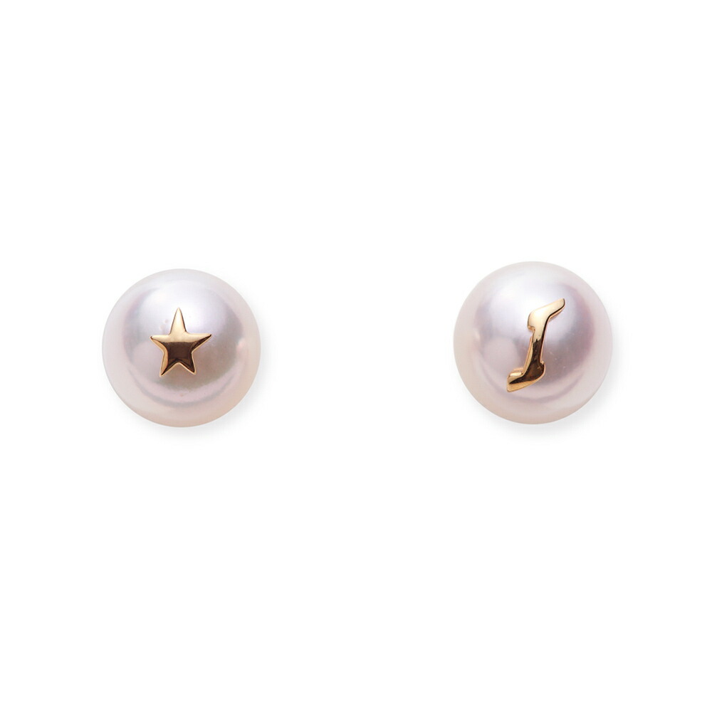 パール ピアス 真珠 イニシャル パール ピアス I K18 レディース 18金 DES050200IN-I00000 ムーンレーベル Moon Label